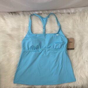 NIKE SWIM Essentials Square Neck Tankini Top in Aquarius Blue Sz LARGE
